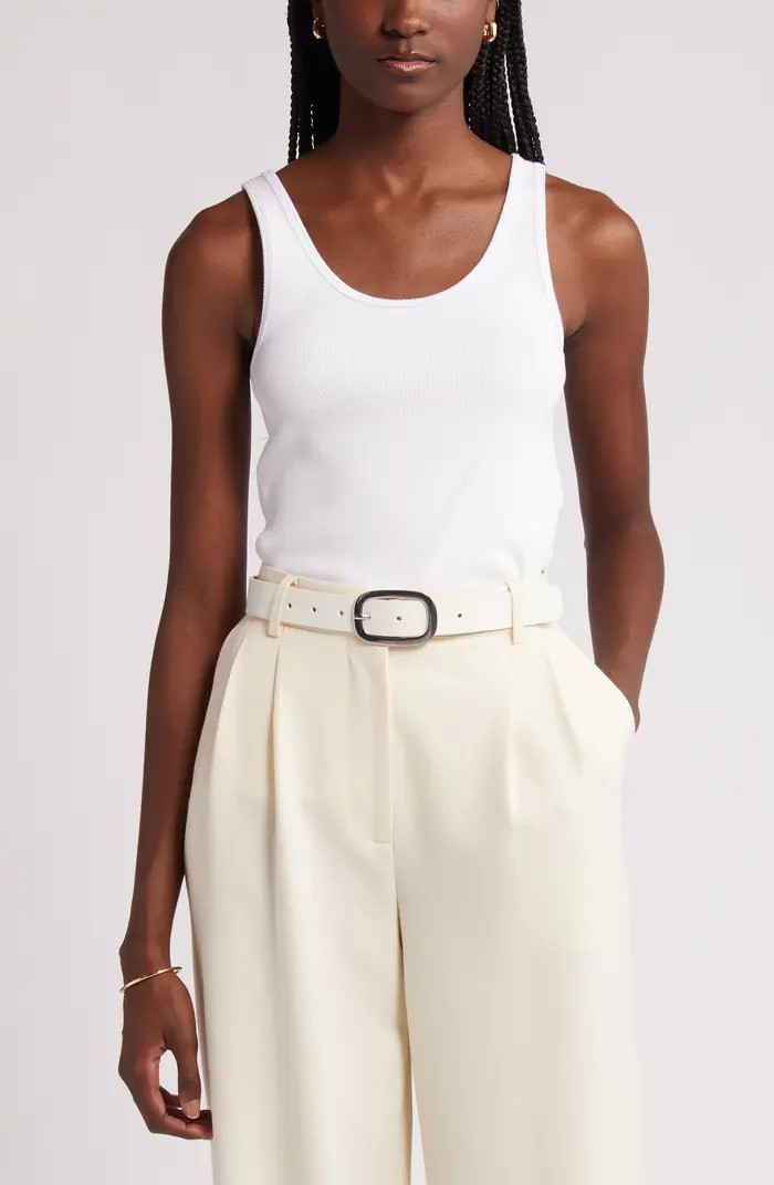 Rib Scoop Neck Cotton Tank | Nordstrom
