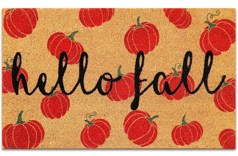 Fall Natural Coir Doormat Autumn Little Pumpkin Welcome Floor Mat Non-Slip Entrance Door Rugs for... | Amazon (US)