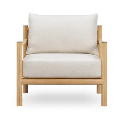 Fuse Premium Teak Lounge Chair with Sunbelievable™ Cushions, Fully Assemble (Ivory Sand) | Wayfair North America