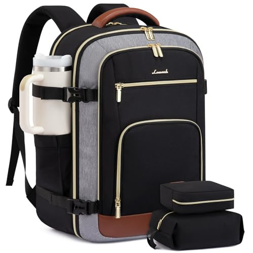 LOVEVOOK Travel Backpack For Women Flight Approved, 50L Carry on Backpack for Airplanes, Personal Item Travel Bag for Airplanes Fits 18 Inch Laptop, Business Weekender Overnight Daypack with 3 Cubes | Amazon (US)