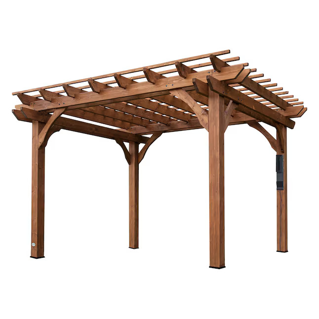 Backyard Discovery 10 x 12 Pergola 10-ft W x 12-ft L x 7-ft 10-3/4-in H Brown Wood Freestanding P... | Lowe's