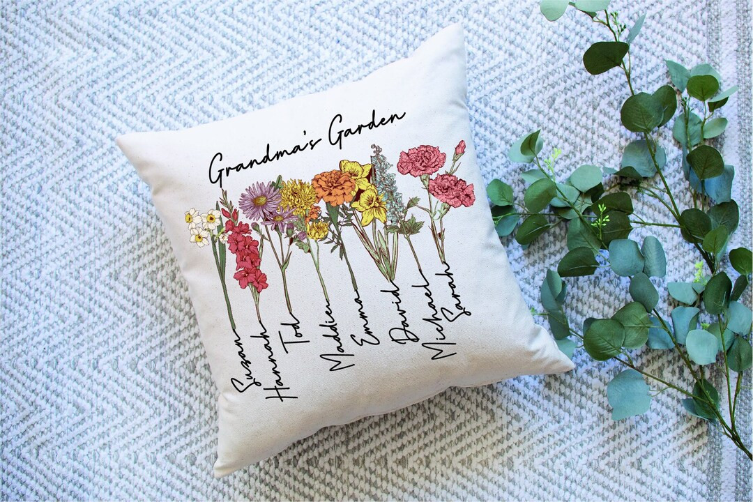 Personalized Birthflower Pillow, Custom Grandma's Garden Pillow, Mothers Day Gift, Gift for Grand... | Etsy (US)