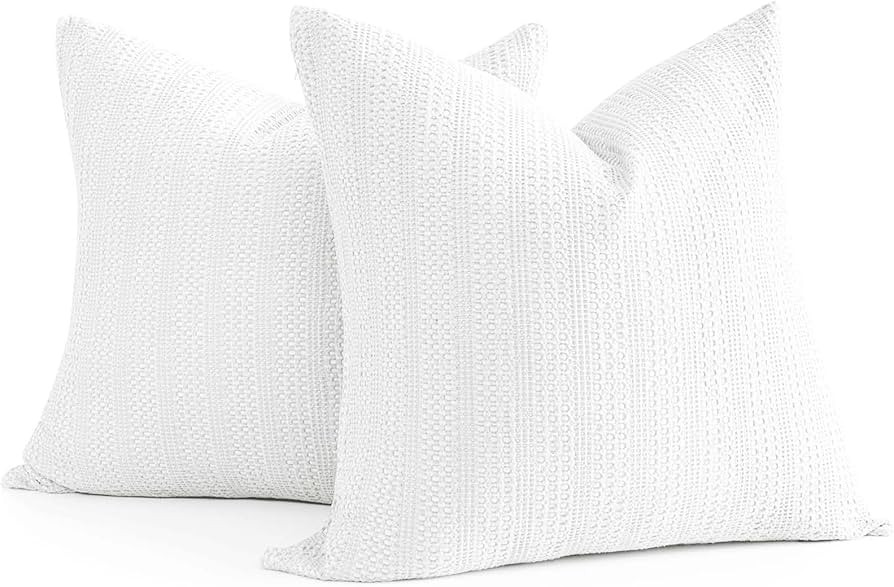24x24 Pillow Covers Set of 2 White Euro Shams Boho Decorative Throw Pillow Covers Cotton Large Sq... | Amazon (US)