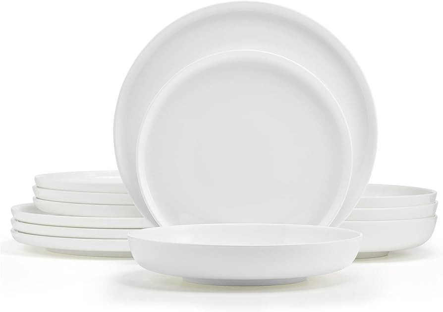 Mikasa Marion Chip Resistant 12 Piece Dinnerware Set, Service for 4 White | Amazon (US)