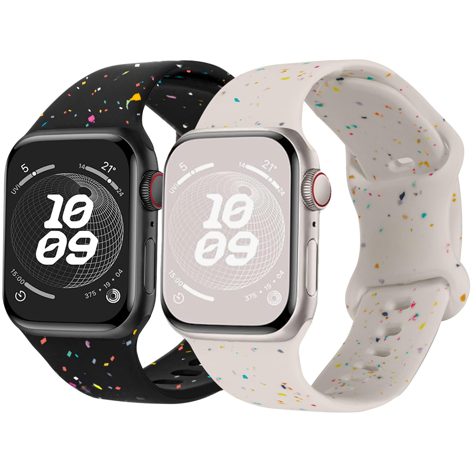 2 Pack Sport Band Compatible with Apple Watch Bands for Women Men 38mm 40mm 41mm 42mm,Colorful Fl... | Amazon (US)