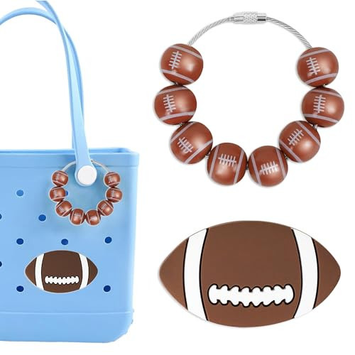 HYTYQDAFA 2Pcs Charms for Bogg Bag Accessories Football, Sport Beach Bag Accessories for Simply Southern Bogg Bag, Insert Football Bag Charms for Beach Tote Bag | Amazon (US)
