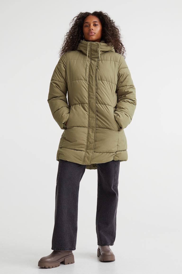 Hooded Puffer Coat - Khaki green - Ladies | H&M US | H&M (US + CA)