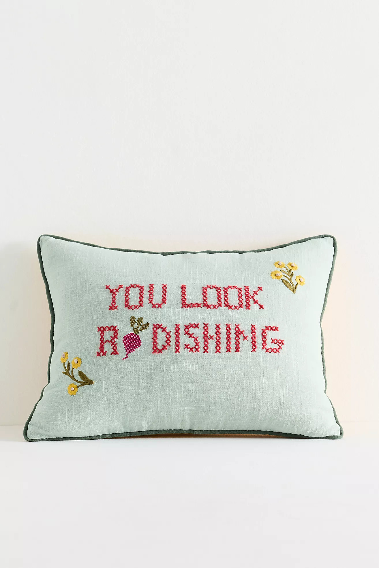 Sprout Cotton Embroidered Pillow | Anthropologie (US)
