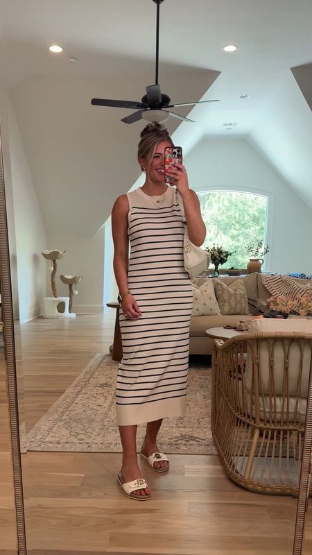Walmart outfit! 
Sizing info: dress is TTS - I wear the size M & I’m 5’5. My waist is 29”, hips 40”, & bust 36.5”. Sandals & sneakers TTS  

Get ready with me church outfit midi dress striped dress old money aesthetic preppy summer dress outfit work midi dress mom dress comfy casual outfit summer 
@walmartfashion #walmartpartner #walmartfashion

#LTKVideo #LTKWorkwear #LTKFindsUnder50