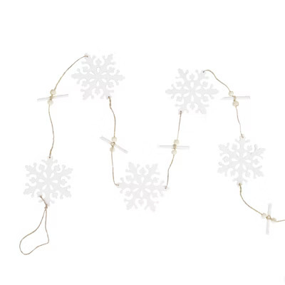 Northlight 4' White Snowflakes on Jute Rope Hanging Christmas Garland | Target