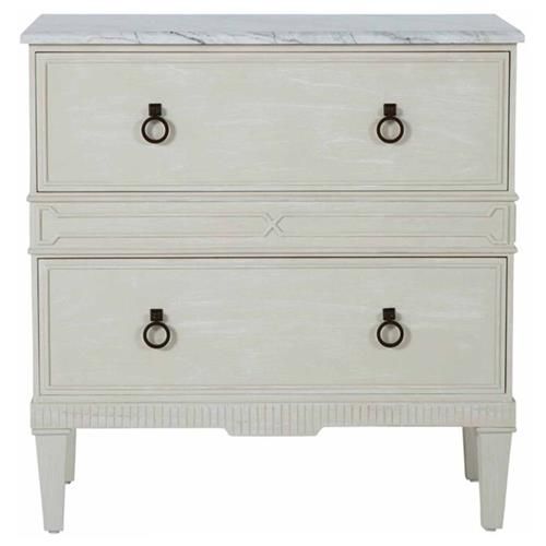 Gabby Archie French White Marble Top Wood Base 2 Drawer Nightstand | Kathy Kuo Home