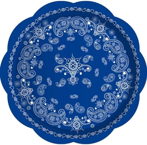 24 pcs 7" Blue Bandana Paper Plates Blue Bandana Western Party Supplies Blue Bandana Floral Paper... | Amazon (US)