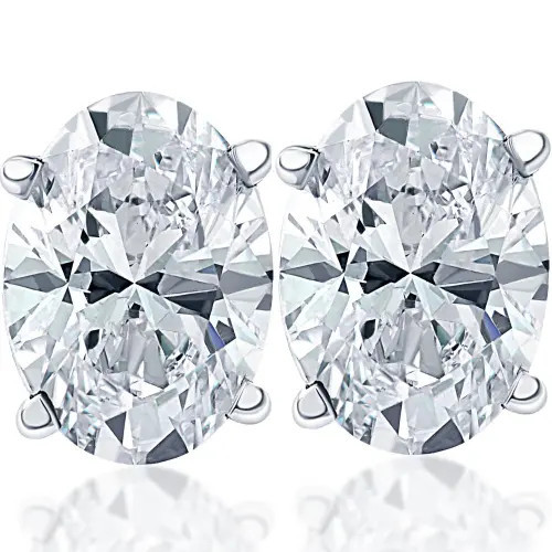 Bliss Diamond Oval Diamond Studs 14k Gold Lab Grown in White Gold - 3Ct at Nordstrom | Nordstrom