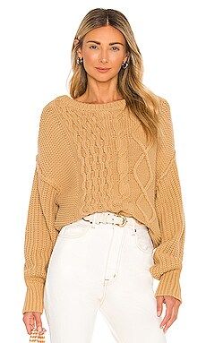 Free People Dream Cable Crew Sweater in Classic Camel from Revolve.com | Revolve Clothing (Global)