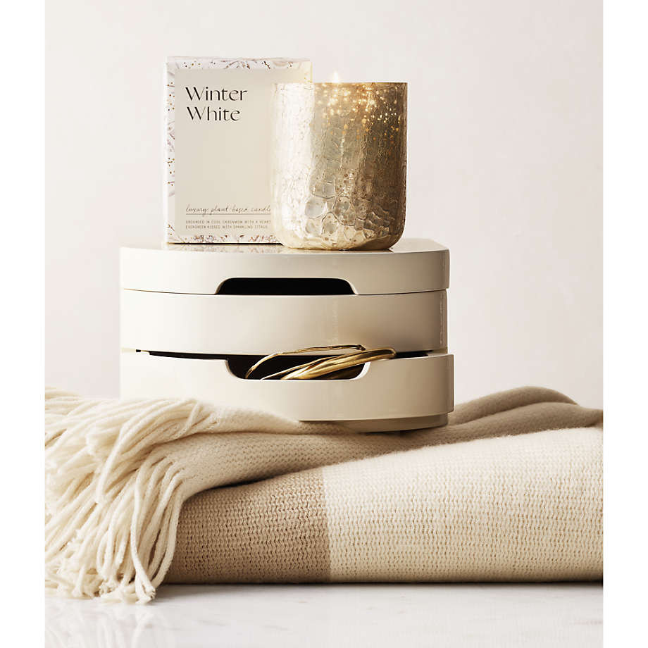 Medium Cream White Wood Jewelry Box | Crate & Barrel | Crate & Barrel