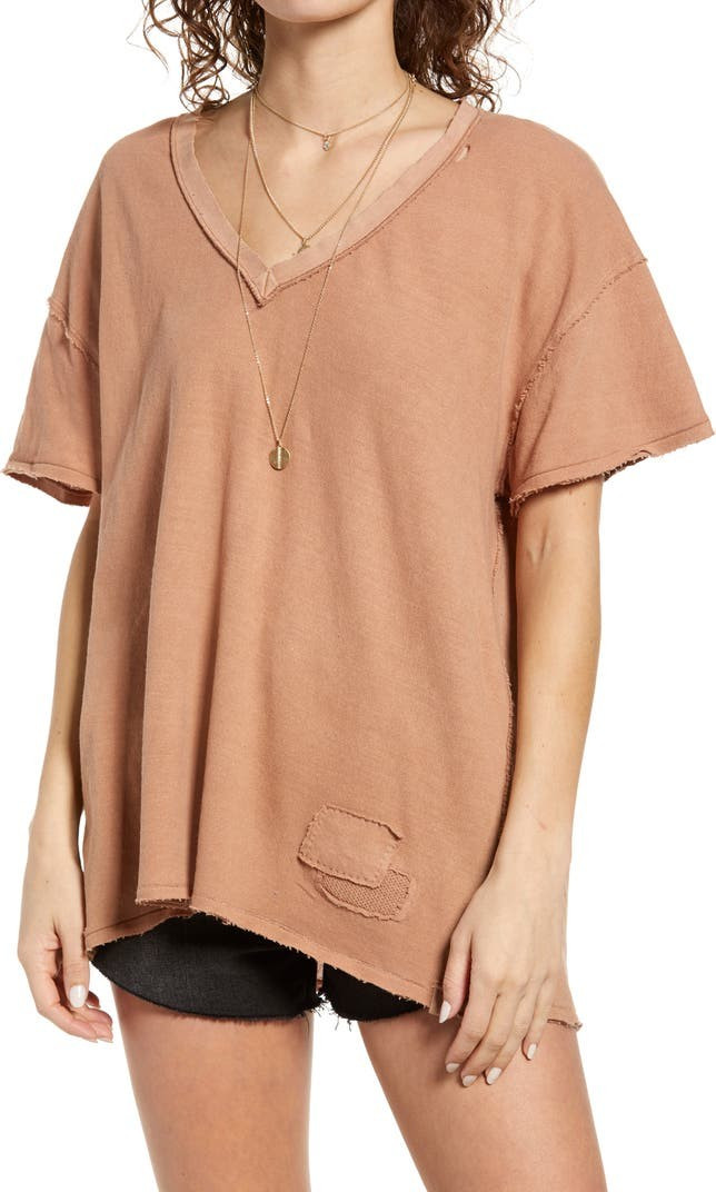 Women's Distressed V-Neck T-Shirt | Nordstrom