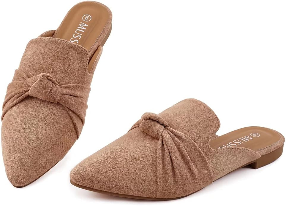 MUSSHOE Mules for Women Slip On Comfortable Pointed Toe Womens Loafers Women's Flats for Women's ... | Amazon (US)