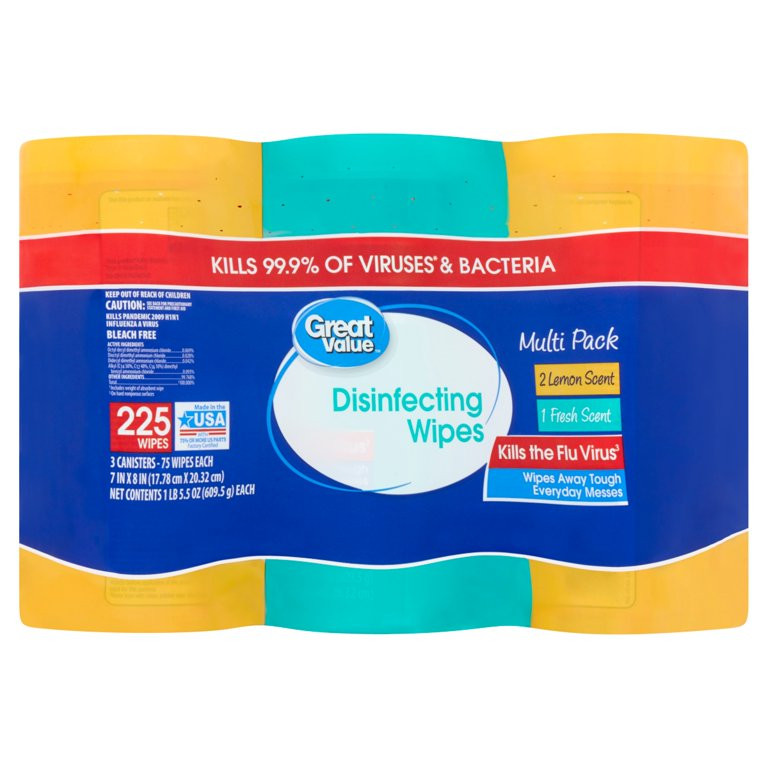 Great Value Disinfecting Wipes, Fresh and Lemon Scent, 225 wipes | Walmart (US)