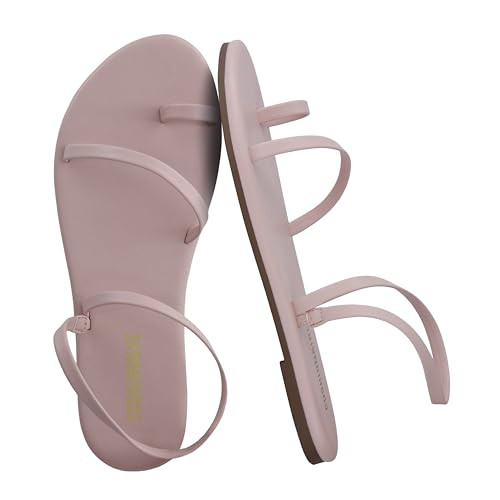CUSHIONAIRE CHAI Flat Strappy Sandals for Women, Comfortable Dressy Summer Slip-On Sandal with Memory Foam, Blush 7.5 | Amazon (US)