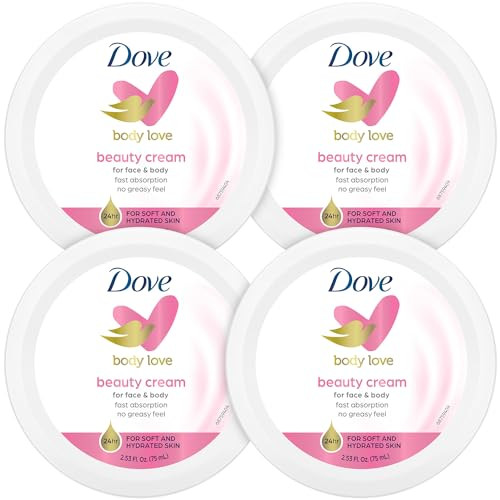 Dove Lotion, Beauty Cream - Light, Fast-Absorbing Face and Body Cream for Normal to Dry Skin, 24-Hour Moisture, Luxuriously Scented Face Cream, Hand & Body Lotion, Travel Size, 2.53 Fl Oz (Pack of 4) | Amazon (US)