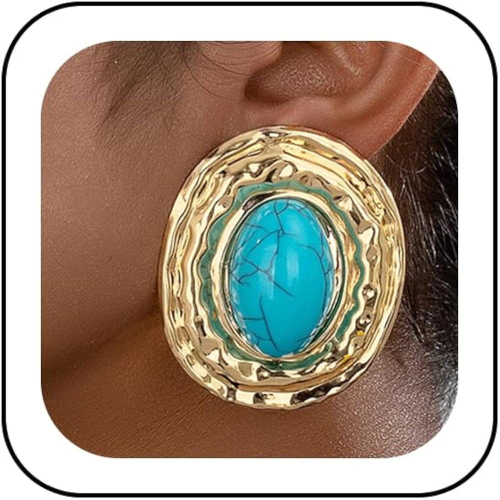 Large Gold Pearls Oval Dangling Earrings for Women Vintage Geometric Round Dangle Earring Exagger... | Amazon (US)