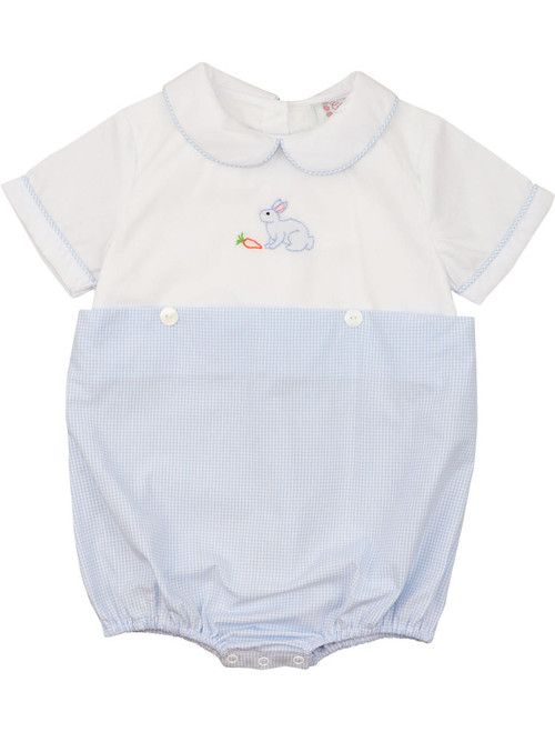 Blue Gingham Bunny And Carrot Button-On | Cecil and Lou