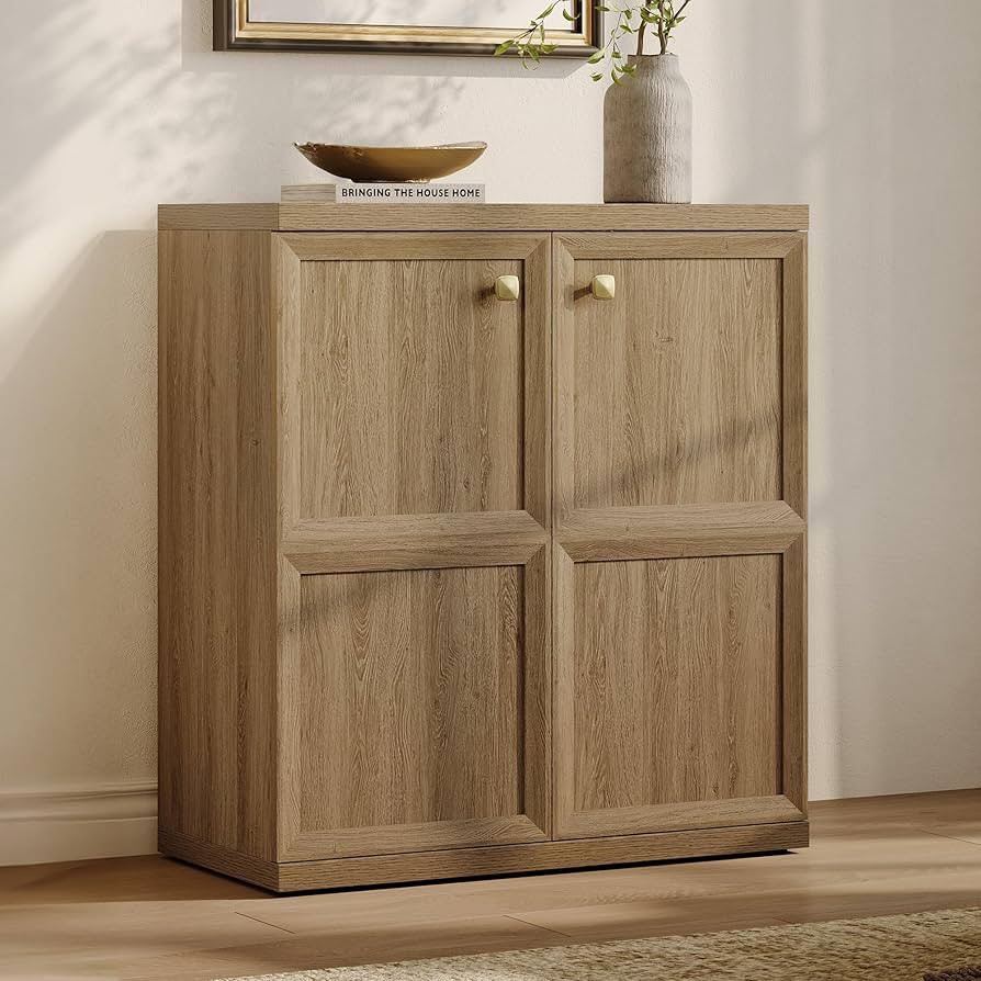 SICOTAS Buffet Cabinet with Storage, 34" Tall Modern Farmhouse Sideboard with 2 Adjustable Shelve... | Amazon (US)