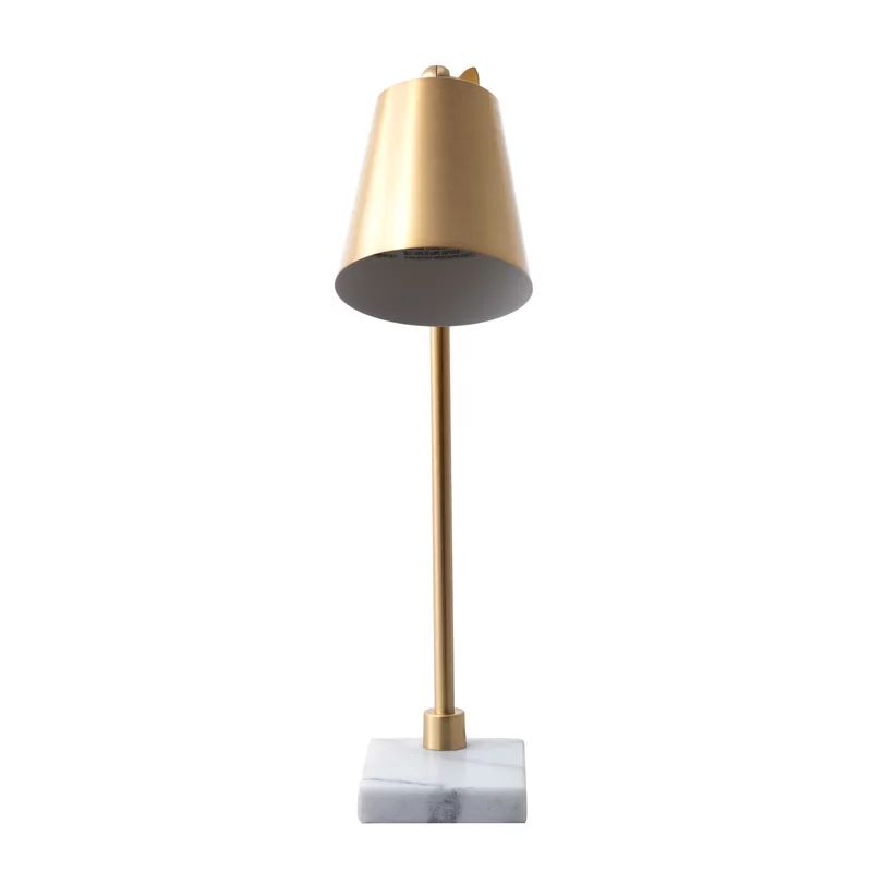 Melany 20" Brass/White Marble Desk Lamp | Wayfair Professional
