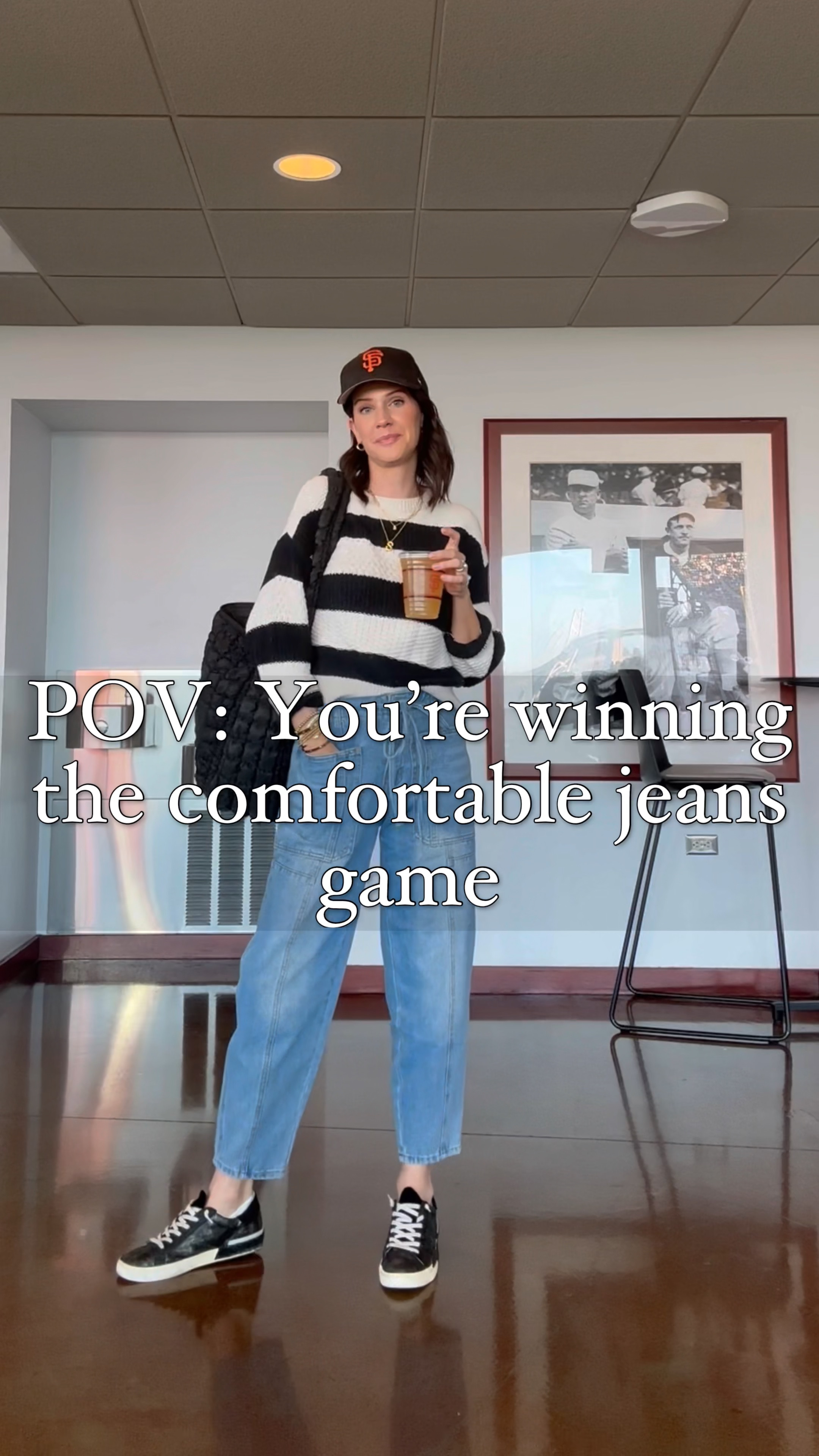 Who cares what the score is when you have these barrel but not too barrel-ish jeans on. Elastic waist band ✅. Perfect wash ✅ Detailing on point ✅ Affordable ✅ Soft as butter ✅ 

I’m wearing a small but could have sized up to a medium. Thankfully the elastic waist is forgiving to that yeast-water I’m drinking. 

#LTKFindsUnder50 #LTKSeasonal