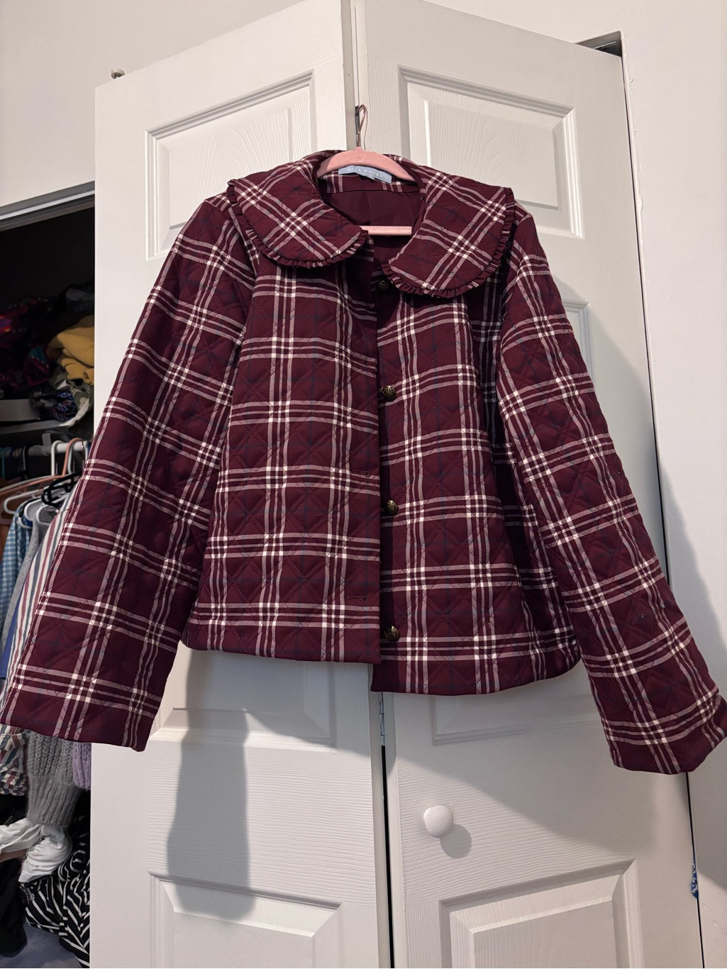 Hill House Maroon Plaid Quilted Puffer Jacket | Poshmark