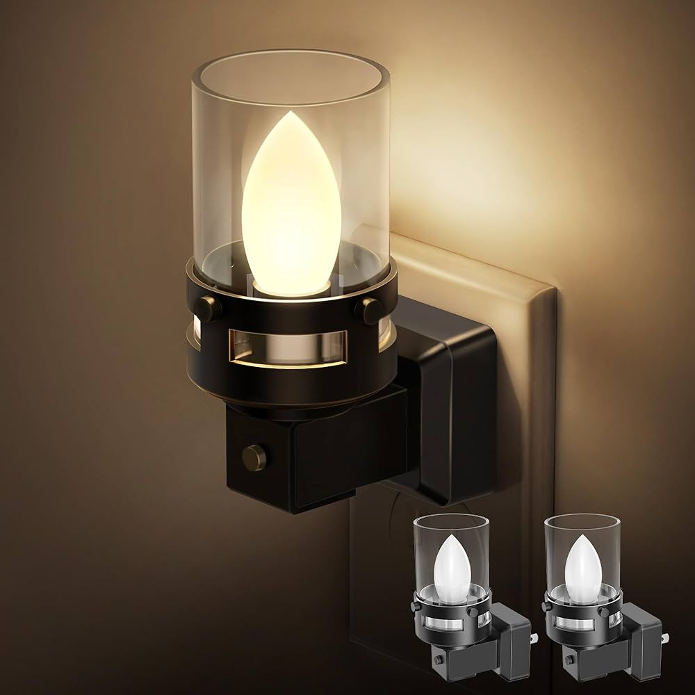 Briignite Candle Night Light Plug in [2 Pack], Vintage Night Lights Plug into Wall, LED Night Lig... | Amazon (US)