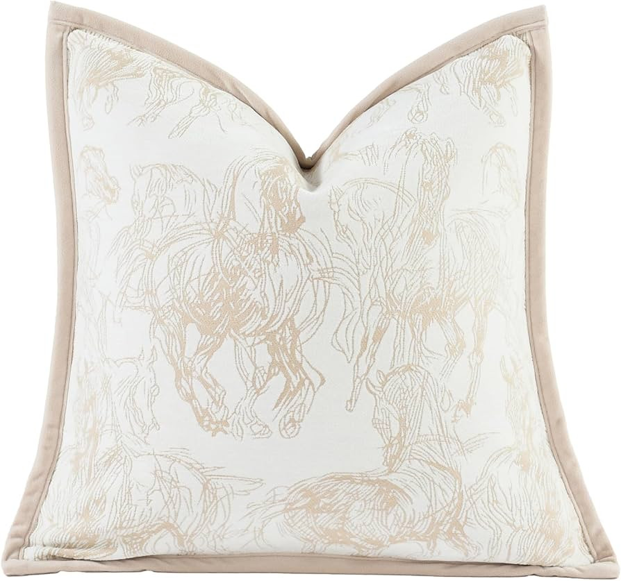 New 20x20'' inches Throw Pillow Cushion Covers - Palace Horse with Edge Strip Chenille Jacquard E... | Amazon (US)