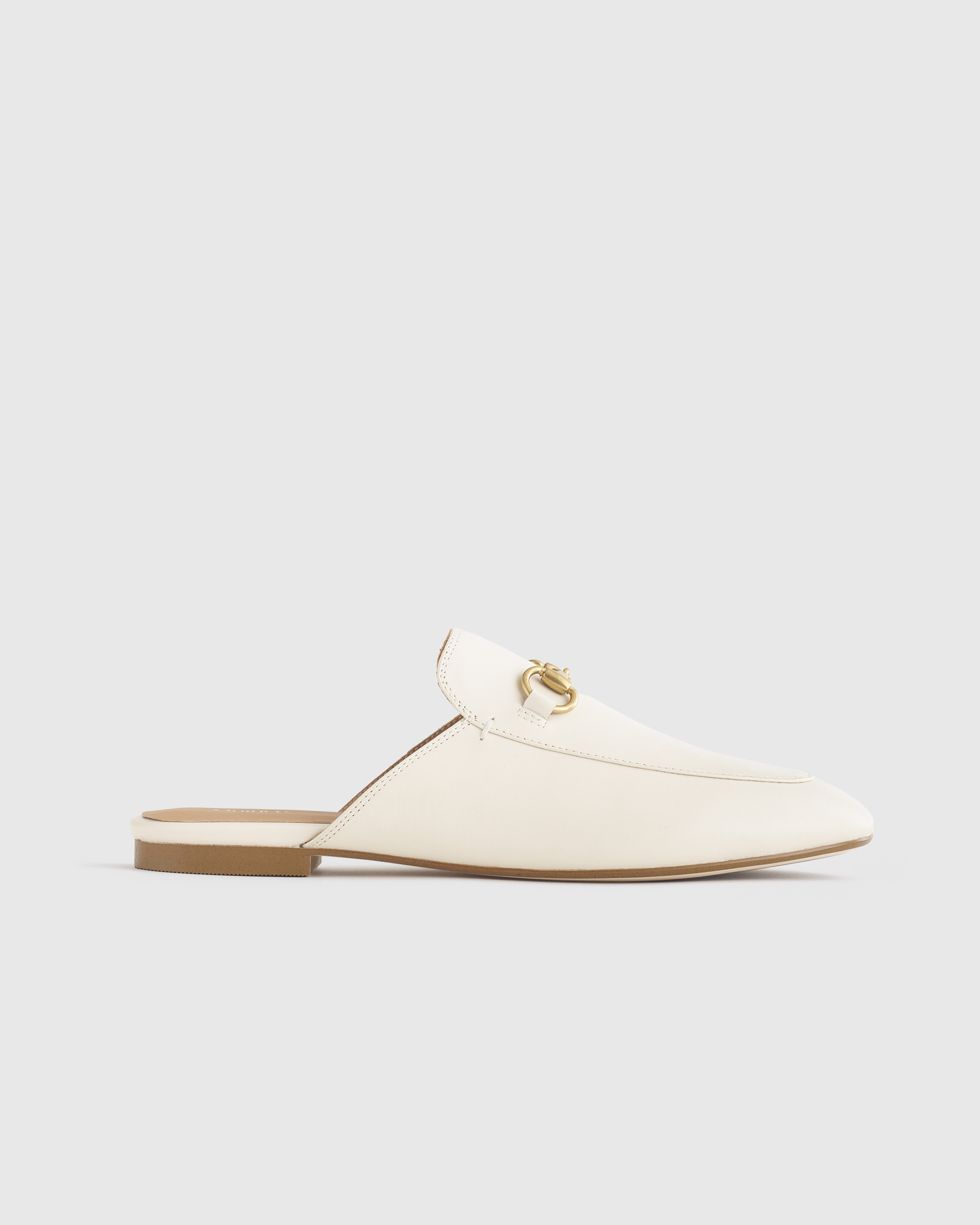 Quince | Women's Italian Leather Horsebit Loafer Mule in Bone, Size 6.5 | Quince