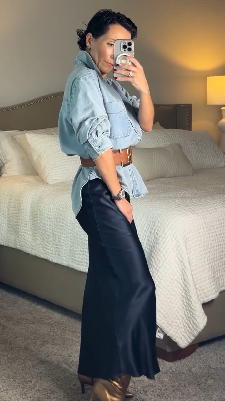 Great style isn’t about spending more. It’s about knowing what to look for.

This 100% silk skirt from Quince is machine washable and one of those pieces that looks far more expensive than it is. I paired it with denim, a great belt and boots for a look that feels elevated without being overly dressed.

Buy thoughtfully. Wear repeatedly.

silk skirt, Quince skirt, machine washable silk, affordable style, elevated basics, denim shirt outfit, skirt outfit, over 50 style, timeless wardrobe, classic style, everyday outfit, StyleWithEugenia

#LTKootd #LTKgrwm #LTKOver40