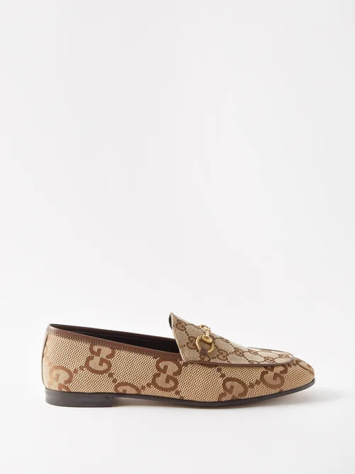 Gucci - Jordan Horsebit Gg-canvas Loafers - Womens - Brown Multi | Matches (US)