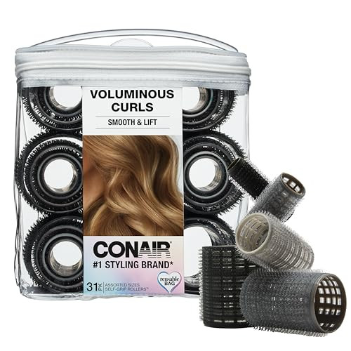 Conair Heatless Curlers 31 Count - Heatless Curls Overnight, Assorted Sizes - Self Grip Hair Rollers - Hair Styling Tools - Black & Gray - w/Storage Case | Amazon (US)