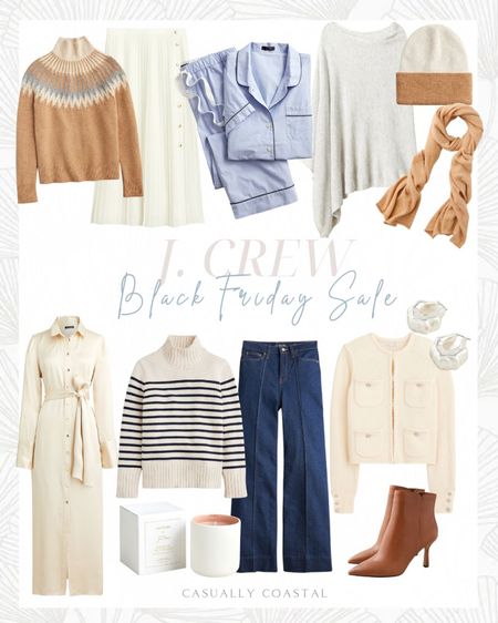 Sharing some favorite pieces from J.Crew's big Black Friday Sale! Everything is up to 50% off, with free shipping!
- 
dress up style, casual style, fashion, holiday fashion, fair isle sweater, J.Crew sweaters, winter sweaters, fall sweaters, women's gift ideas, women's gift guide, pleated skirt, denim trouser, candles, cashmere poncho, lady jacket, shirtdress, cotton sweater, turtleneck sweater, cashmere wrap, scarf, topcoat, pointed toe ankle boots, dress boots, hoop earrings, tech touch gloves, classic style, preppy style, gifts for her, gifts for mom, gifts for sister, gifts for girlfriend, cozy gifts, gifts under $100, wide leg jeans, denim trousers, wool coats, winter coats, camel coats, cashmere gifts, gifts under $50, gifts under $100, pleated skirt, skirts for work, dresses for work, women's pajamas, cotton pajamas 

#LTKCyberWeek #LTKsalealert #LTKGiftGuide