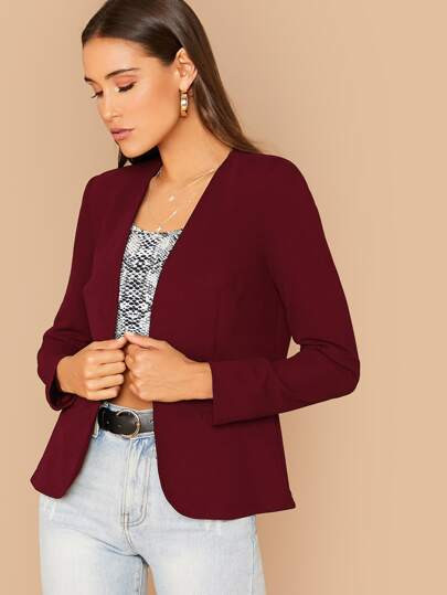 SHEIN Open Front Solid Blazer | SHEIN