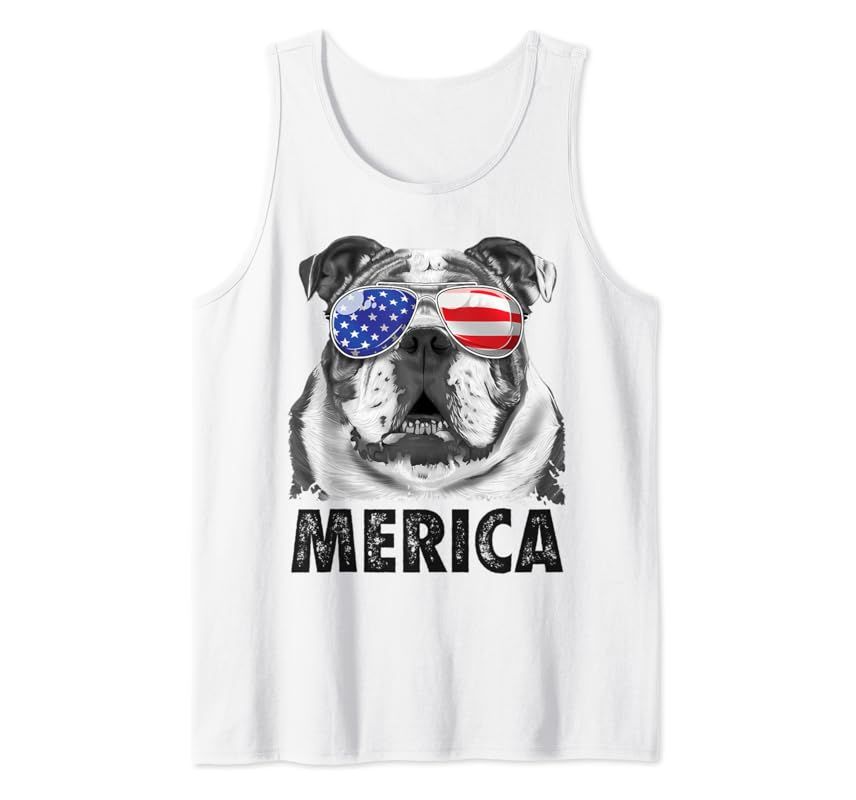 English Bulldog 4th of July Shirt Merica Men Women American Tank Top | Amazon (US)