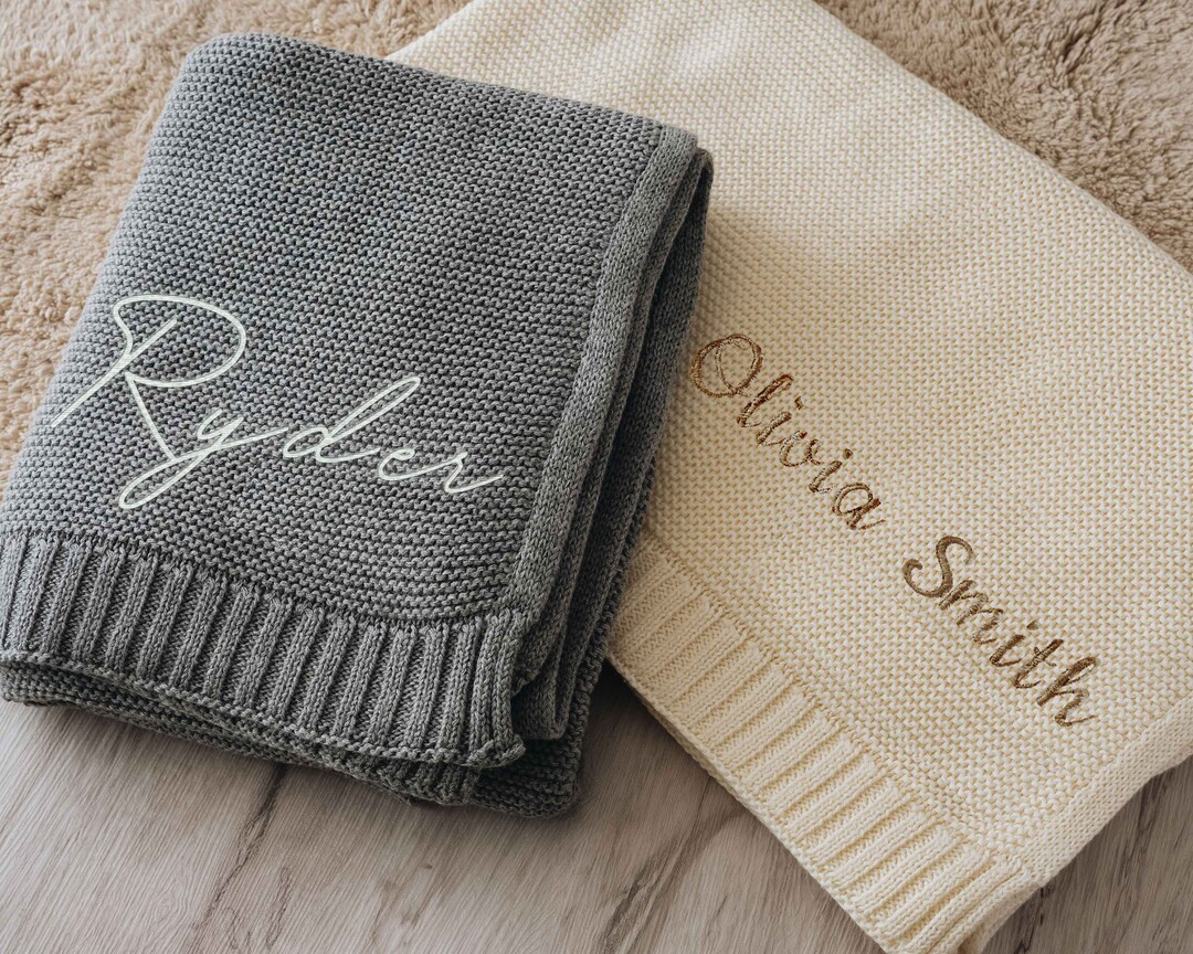 Custom Knit Baby Blanket Embroidered Name Nursery Blanket Baby Shower Gift Newborn Holiday Gift C... | Etsy (CAD)