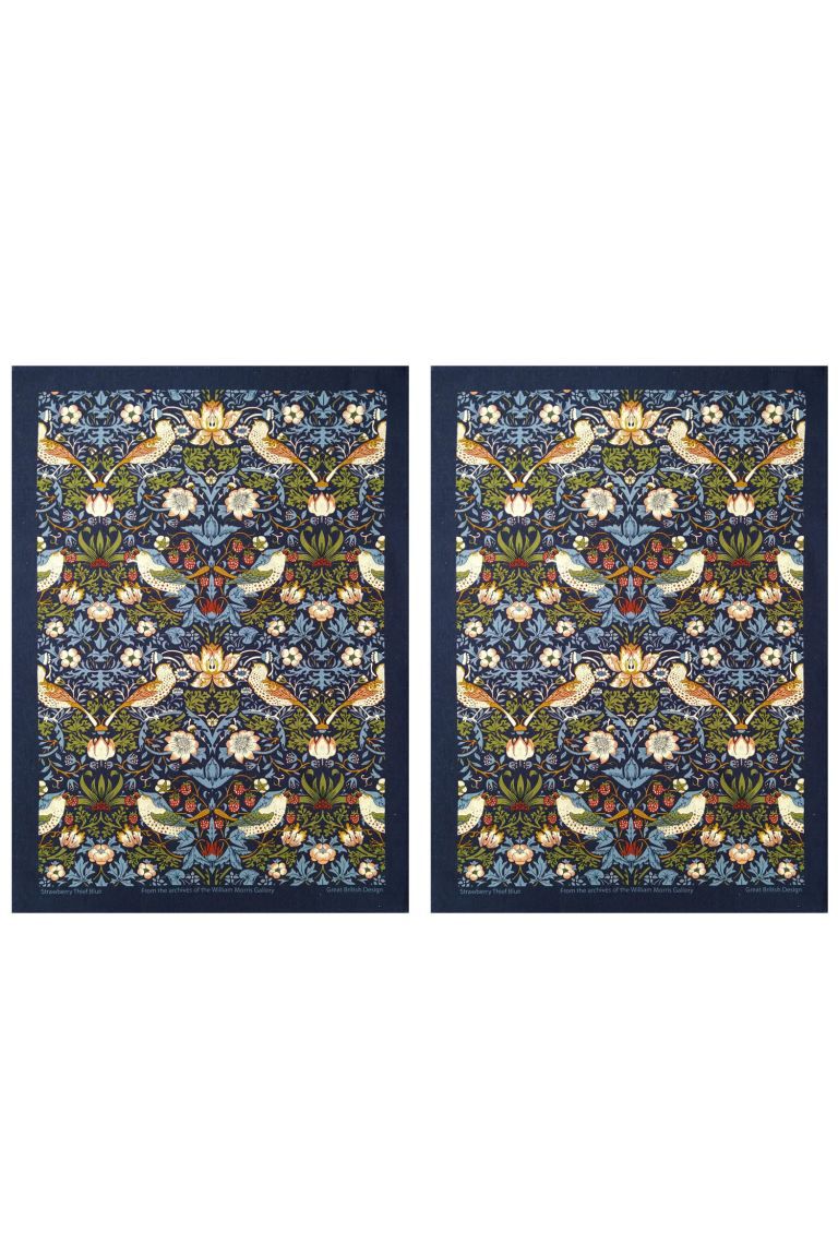 Set Of 2 Navy Strawberry Thief Cotton Tea Towel | H&M (UK, MY, IN, SG, PH, TW, HK)