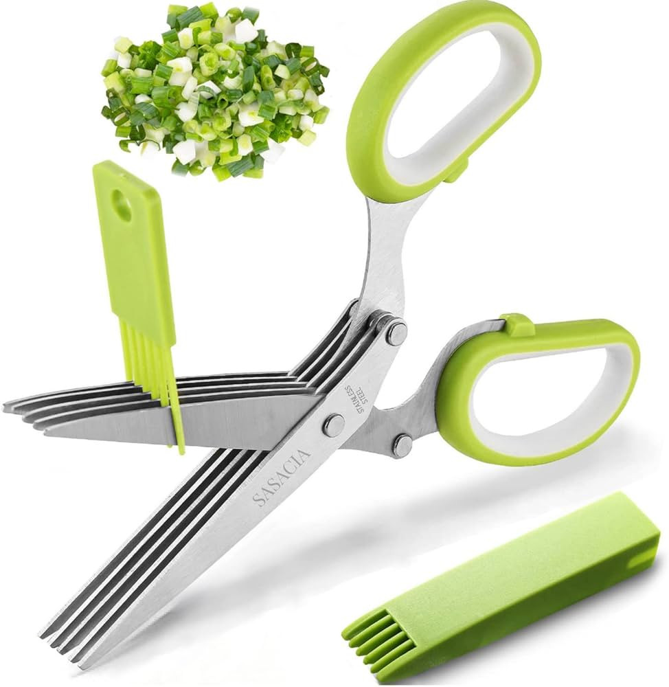 2023 Updated Herb Scissors Set - Herb Scissors With 5 Blades and Cover, Cool Kitchen Gadgets for ... | Amazon (US)