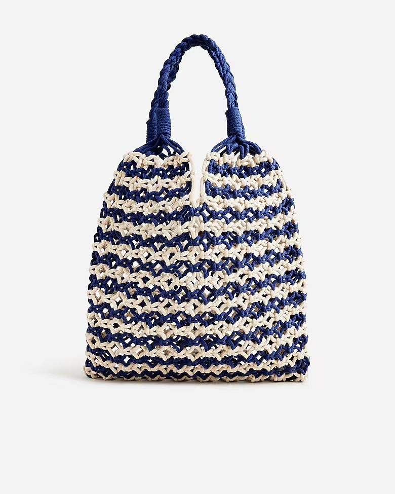 Cadiz hand-knotted rope tote in stripe | J.Crew US