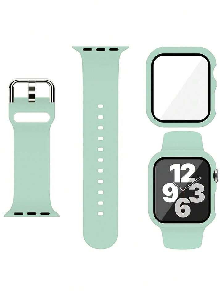 2pcs/Set Unisex Gem Green Soft Silicone Sport Watch Strap, Comfortable Adjustable Waterproof Wris... | SHEIN