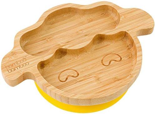 bamboo bamboo Baby Toddler Little Lamb Suction Plate, Stay Put Feeding Plate, Natural Bamboo (Yellow | Amazon (US)
