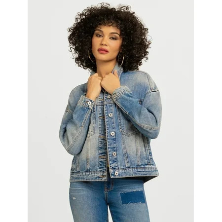 Jessica Simpson Women s Swing Denim Jacket with Back Pleat Sizes XS-XL | Walmart (US)