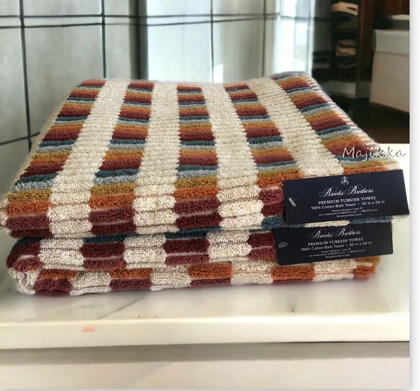Brooks Brothers Turkish Thick Bath Towels Set of 2 Fall Autumn Thanksgiving | eBay US