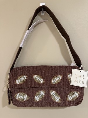 NWT Brown Football Sol & Mer Beaded Shoulder Bag Viral TikTok | eBay US