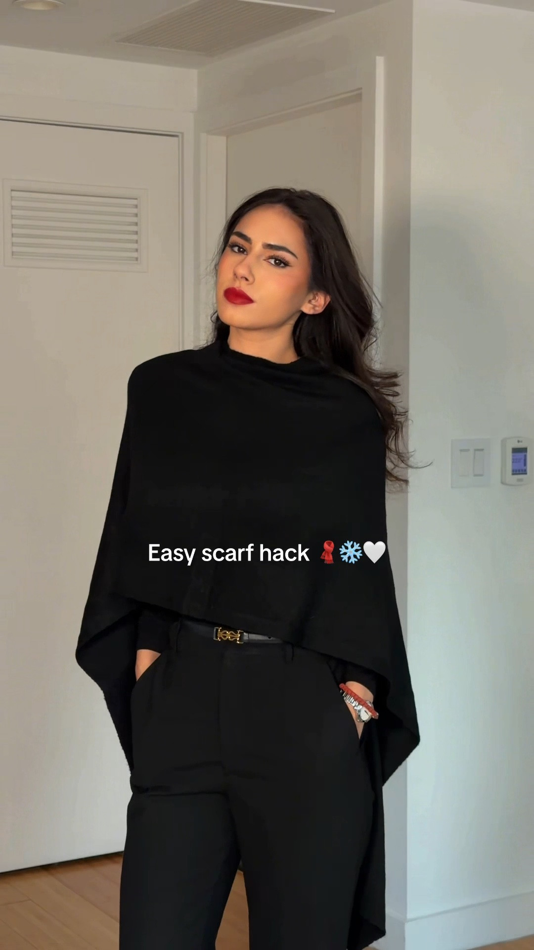 The easiest scarf hack to keep your scarf perfectly in place on your shoulders! I’m obsessed with these pearl pins, they look so much more elegant than a regular pin 🤍
Yes or no for this hack? 🤍 #LTKHack

#LTKHoliday