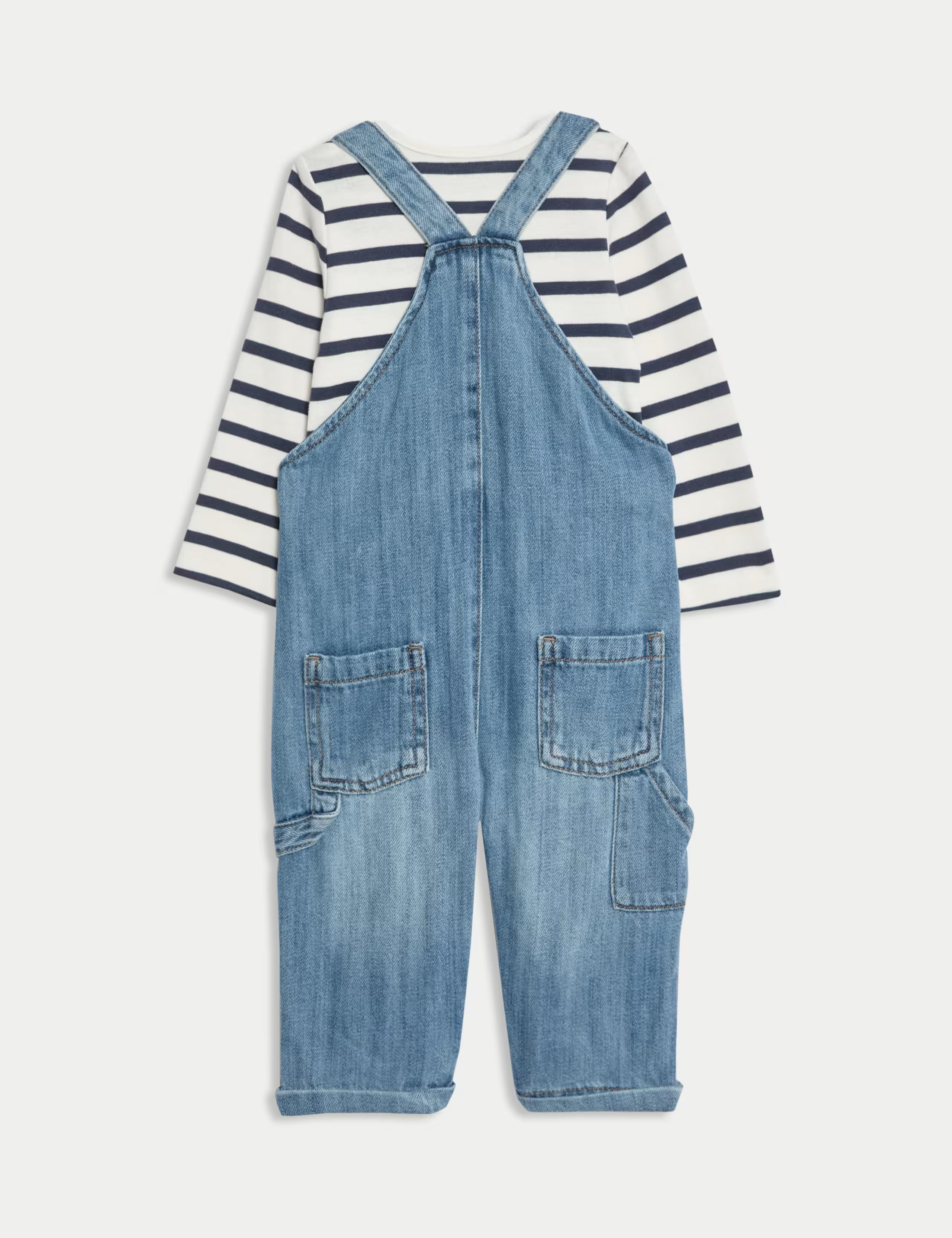 2pc Pure Cotton Denim Dungaree Outfit (0-3 Yrs) | Marks & Spencer (UK)